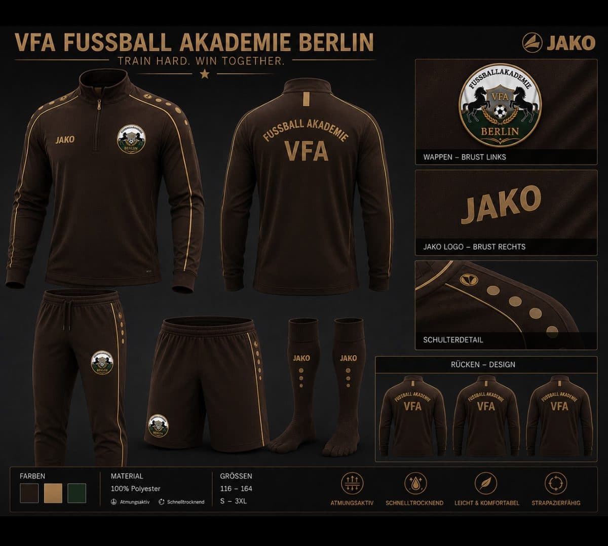VFA Trainingsausrüstung – JAKO Jacke, Hose und Shorts